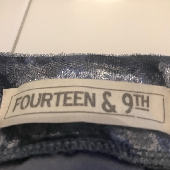 Cold Shoulder Crushed Velvet Top. Blue/silver Fun look for a Holiday Party! - Picture 4 of 6